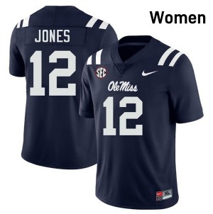 Women Andrew Jones Navy Ole Miss #12 Embroidery Jersey 764060-546