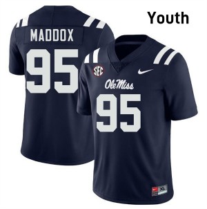 Youth Andrew Maddox Navy Rebels #95 High School Jersey 405527-928
