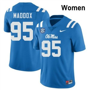 Women Andrew Maddox Powder Blue Ole Mississippi Rebels #95 University Jerseys 656722-852