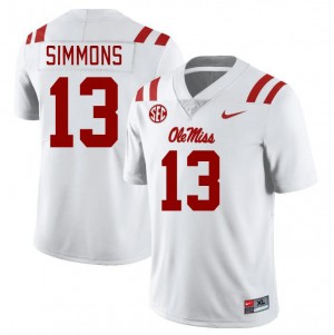 Men Austin Simmons White Ole Miss #13 Replica Jerseys 546451-698