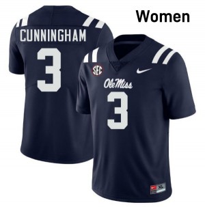 Women Caleb Cunningham Navy University of Mississippi #3 Game Jerseys 293188-179
