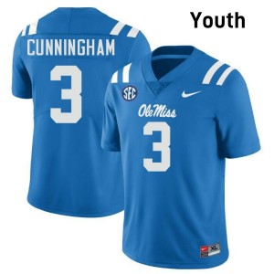 Youth Caleb Cunningham Powder Blue Rebels #3 High School Jersey 511744-824