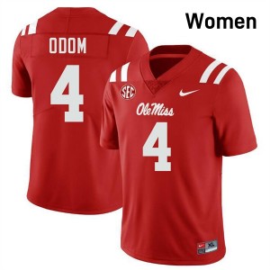 Women Caleb Odom Red Ole Miss Rebels #4 Game Jersey 896222-849