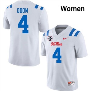 Women Caleb Odom White Ole Miss #4 NCAA Jersey 735087-744