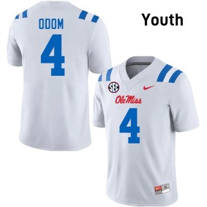 Youth Caleb Odom White Rebels #4 Official Jersey 268765-671