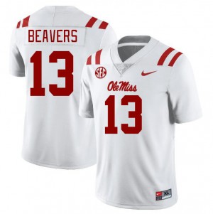 Men Cedrick Beavers White Ole Mississippi Rebels #13 High School Jersey 475776-113