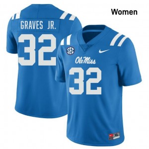 Women Chris Graves Jr. Powder Blue Mississippi #32 Stitched Jersey 921760-135