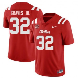 Men Chris Graves Jr. Red Mississippi #32 Limited Jersey 267168-862