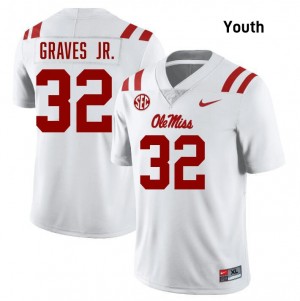 Youth Chris Graves Jr. White Ole Mississippi Rebels #32 Replica Jersey 578281-633