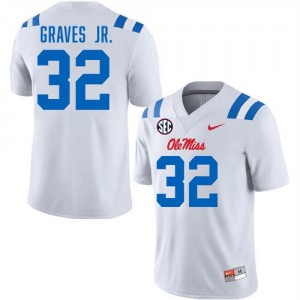 Men Chris Graves Jr. White Ole Miss Rebels #32 Stitched Jersey 614890-304