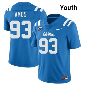 Youth Corey Amos Powder Blue Ole Mississippi Rebels #93 2025-26 Jersey 673511-401