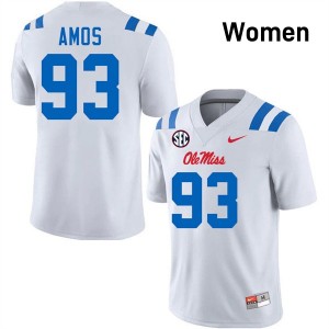 Women Corey Amos White Ole Mississippi Rebels #93 Replica Jersey 535481-487
