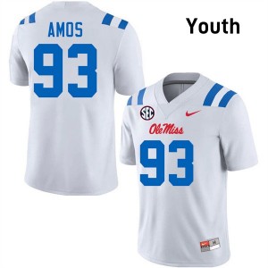 Youth Corey Amos White Mississippi #93 Replica Jerseys 969698-827