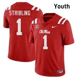 Youth De'Zhaun Stribling Red Ole Miss #1 2025 Jerseys 127197-639