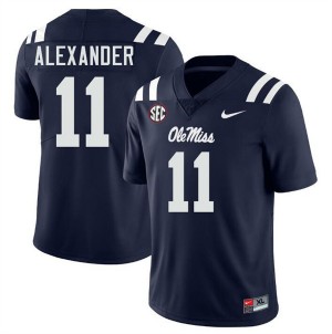 Men Deuce Alexander Navy Ole Miss #11 Replica Jerseys 756347-500