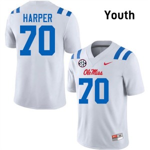 Youth Devin Harper White Ole Miss #70 Official Jersey 832749-645