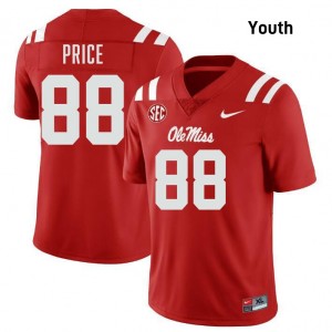 Youth Devin Price Red University of Mississippi #88 Limited Jerseys 466076-546