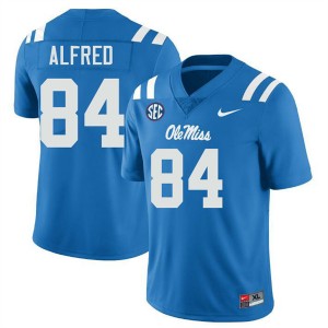 Men Dillon Alfred Powder Blue Ole Miss #84 Stitched Jersey 340759-867