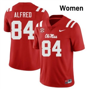 Women Dillon Alfred Red Ole Mississippi #84 Official Jersey 864928-970