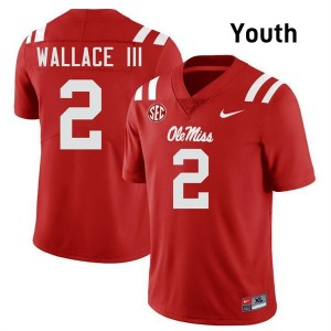 Youth Harrison Wallace III Red Ole Mississippi Rebels #2 Embroidery Jerseys 430848-428