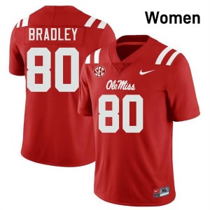Women Hayden Bradley Red Ole Miss #80 Alumni Jerseys 616497-789