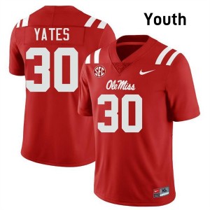 Youth Jaden Yates Red Ole Miss #30 Alumni Jerseys 820767-159