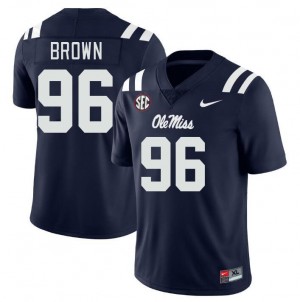 Men Jamarious Brown Navy Ole Miss #96 University Jerseys 203550-481