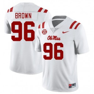 Men Jamarious Brown White Ole Mississippi Rebels #96 Replica Jerseys 766120-692