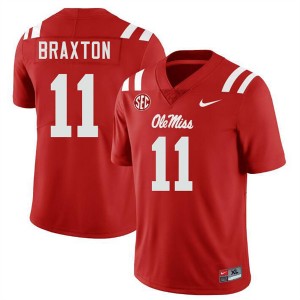 Men Jaylon Braxton Red Ole Mississippi #11 High School Jerseys 236844-388