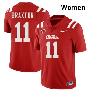 Women Jaylon Braxton Red Mississippi #11 Embroidery Jerseys 839119-692