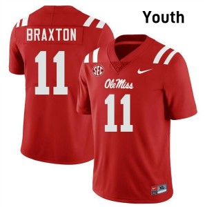 Youth Jaylon Braxton Red Mississippi #11 2025-26 Jersey 219696-409