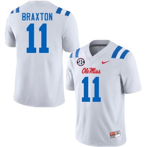Men Jaylon Braxton White Ole Mississippi #11 High School Jersey 934787-839