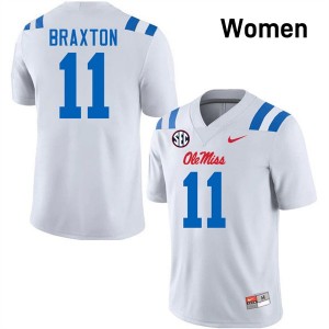 Women Jaylon Braxton White Ole Miss #11 NCAA Jersey 175914-326