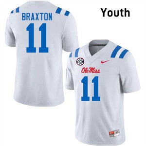 Youth Jaylon Braxton White Ole Mississippi #11 Player Jerseys 455288-633
