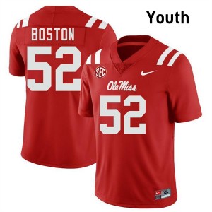 Youth Kenneth Boston Red University of Mississippi #52 Game Jersey 984128-841