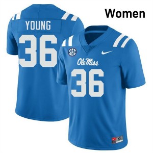 Women Keon Young Powder Blue Rebels #36 Replica Jersey 928250-384