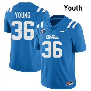 Youth Keon Young Powder Blue Ole Miss #36 Embroidery Jersey 726235-297