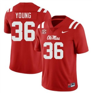 Men Keon Young Red Ole Mississippi Rebels #36 Official Jersey 341324-151