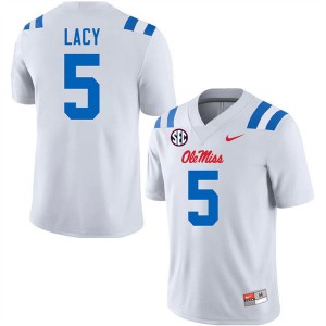 Men Kewan Lacy White Ole Miss #5 Replica Jerseys 142252-375