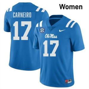 Women Lucas Carneiro Powder Blue Ole Miss #17 Replica Jerseys 733776-949