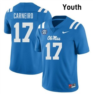 Youth Lucas Carneiro Powder Blue Ole Miss #17 Player Jersey 516203-988