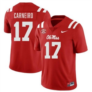 Men Lucas Carneiro Red University of Mississippi #17 Replica Jerseys 431799-901