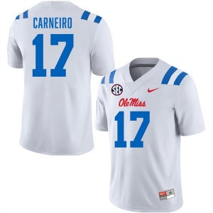 Men Lucas Carneiro White University of Mississippi #17 Stitched Jersey 418447-472