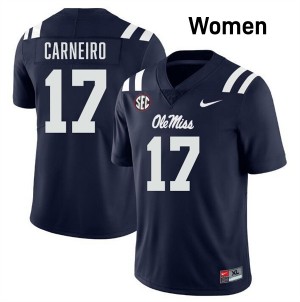 Women Lucas Carneiro Navy Ole Miss #17 Stitched Jersey 347655-670