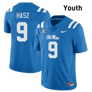 Youth Luke Hasz Powder Blue Ole Miss #9 Replica Jerseys 862053-345