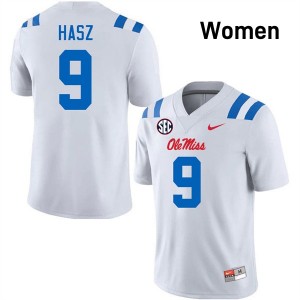 Women Luke Hasz White Ole Miss #9 2025-26 Jerseys 298725-297