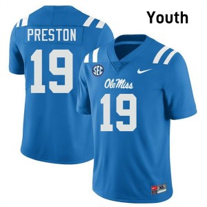 Youth MJ Preston Powder Blue Ole Miss #19 2025 Jersey 906316-283