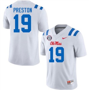 Men MJ Preston White Ole Mississippi Rebels #19 Player Jersey 275807-916