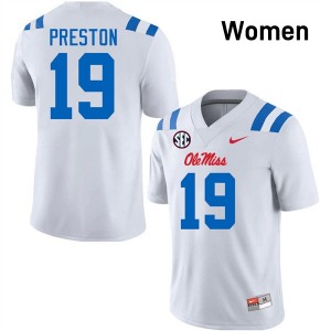 Women MJ Preston White Ole Mississippi #19 Alumni Jersey 636804-675