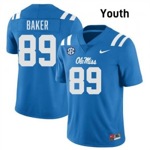 Youth Mike Baker Powder Blue Ole Miss #89 Embroidery Jerseys 415622-706